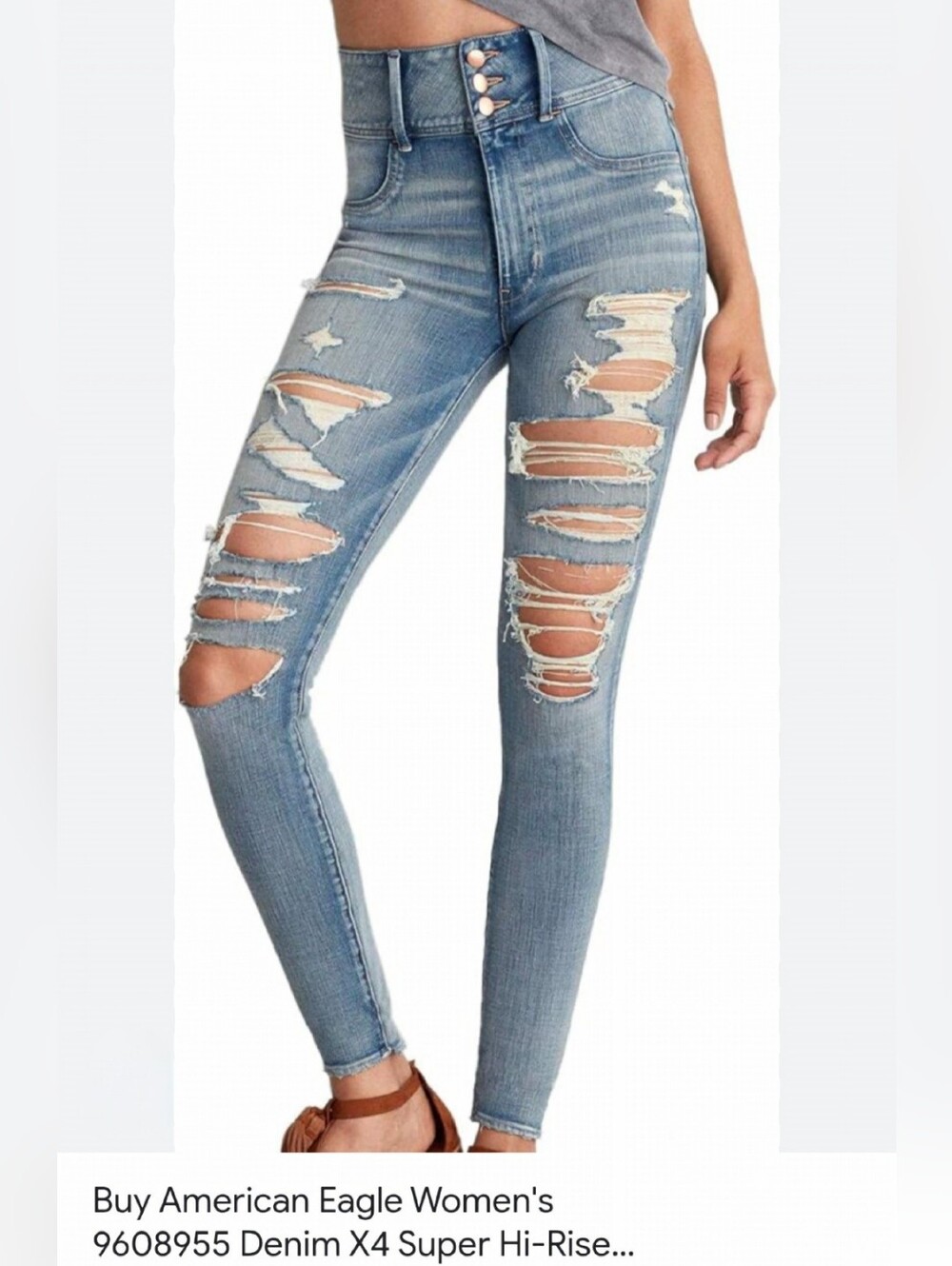 American Eagle High Rise Jeans Distressed Stretchy Size 10 EXCELLENT